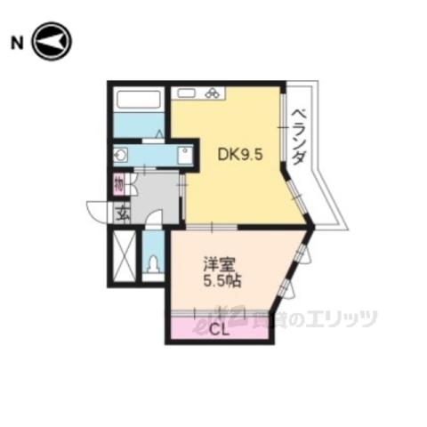 Y・Dビル(1LDK/2階)の間取り写真