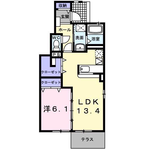 サニートロン・福住(1LDK/1階)の間取り写真