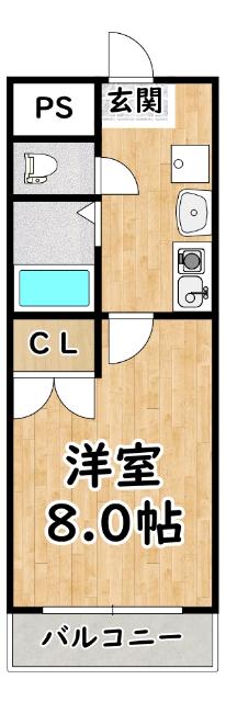 スタンドアップ野里(1K/2階)の間取り写真