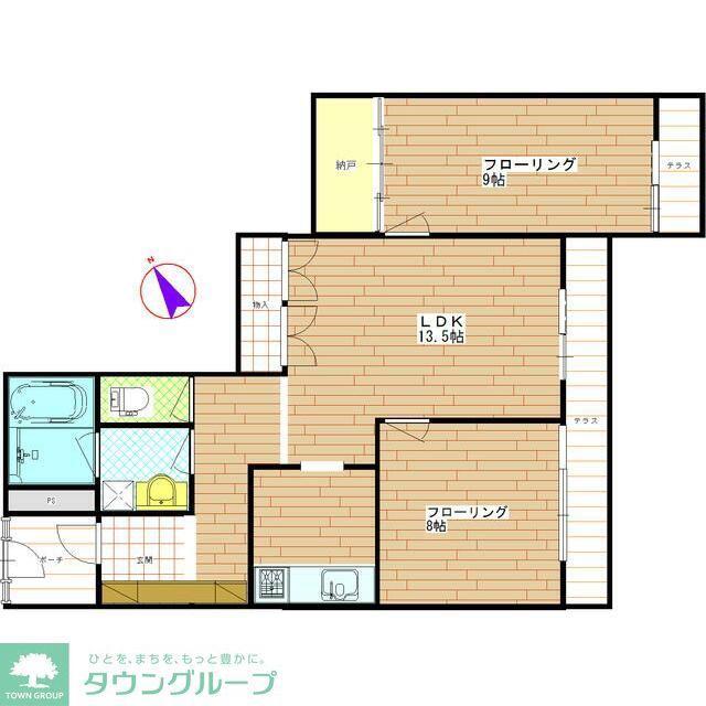 パティオ駒岡本館(2LDK/2階)の間取り写真