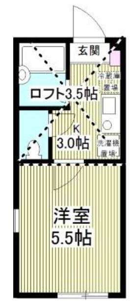 ラルーチェヨコハマ(1K/2階)の間取り写真