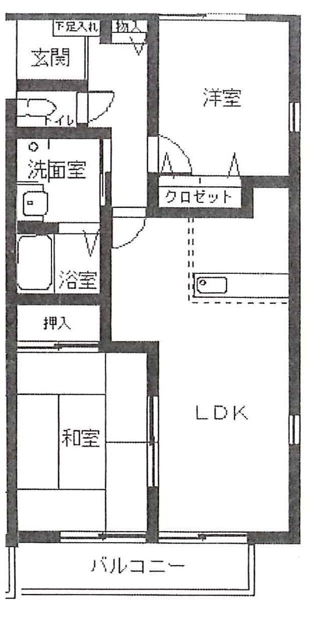 フォブール平岡(2LDK/3階)の間取り写真