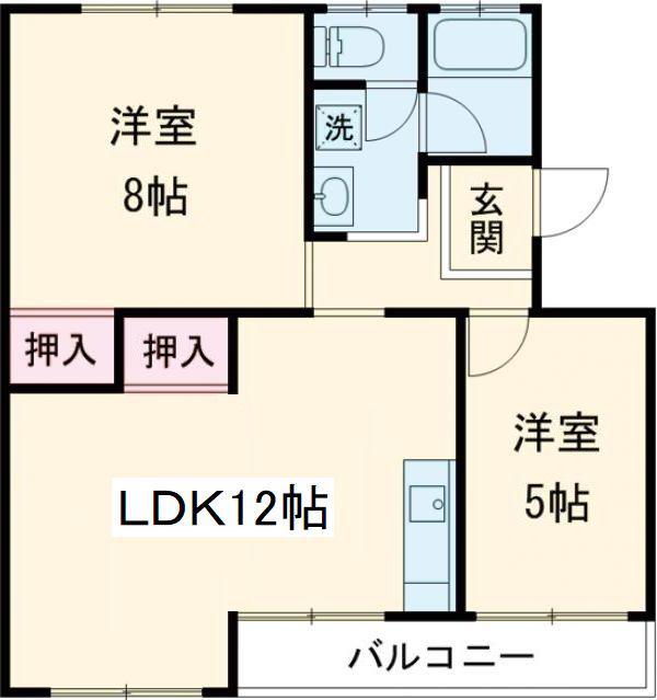 ヤマナハイツ(2LDK/4階)の間取り写真