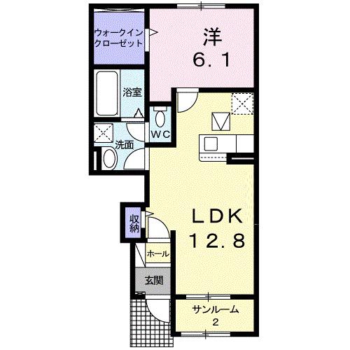 カーサ・セレノ II(1LDK/1階)の間取り写真