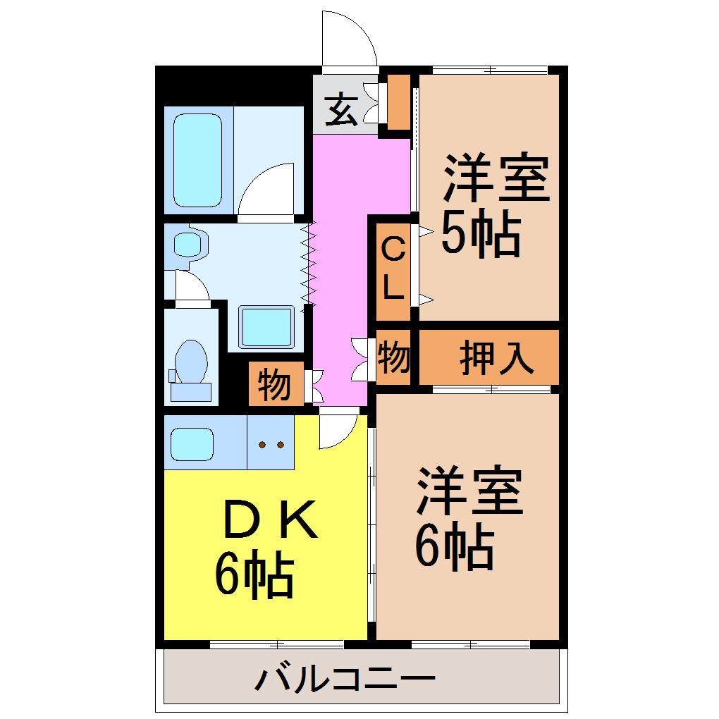 アーバンレジデンス吹上(2DK/7階)の間取り写真