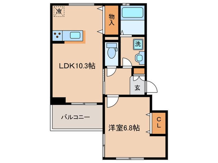 プレミール京都(1LDK/2階)の間取り写真