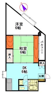 Uフラッツ(2DK/8階)の間取り写真