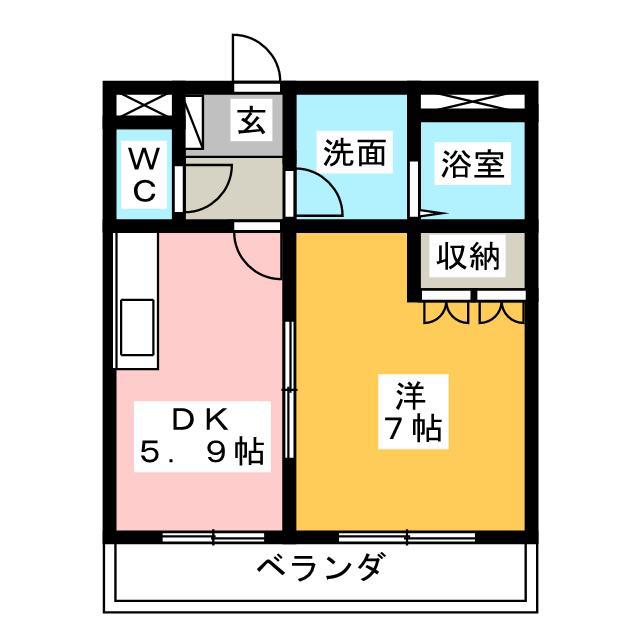 サクセス(1DK/2階)の間取り写真