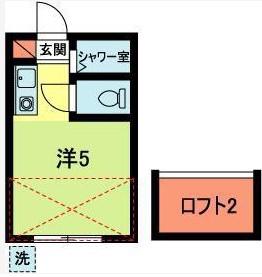 ハウスヤマグチ(ワンルーム/1階)の間取り写真