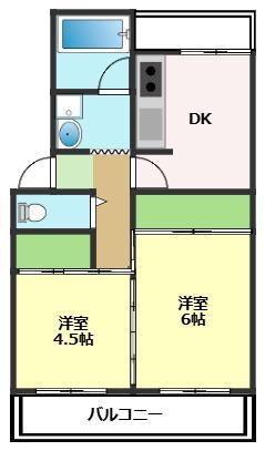 市川マンション I(2DK/3階)の間取り写真