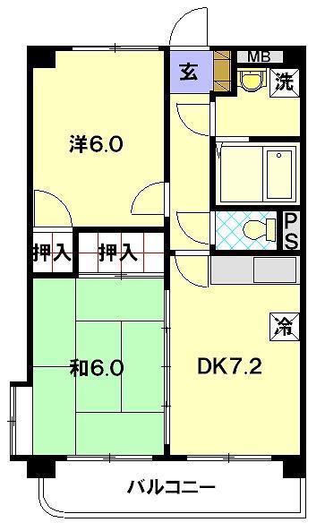 フルーラル花園(2DK/3階)の間取り写真