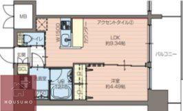 プレジオ都島ASIAN(1LDK/9階)の間取り写真