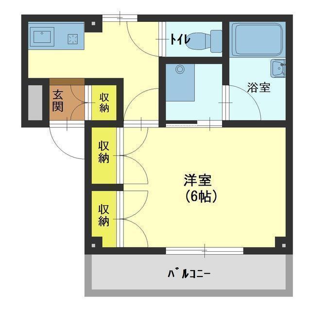 パインパレス町新I(1K/1階)の間取り写真