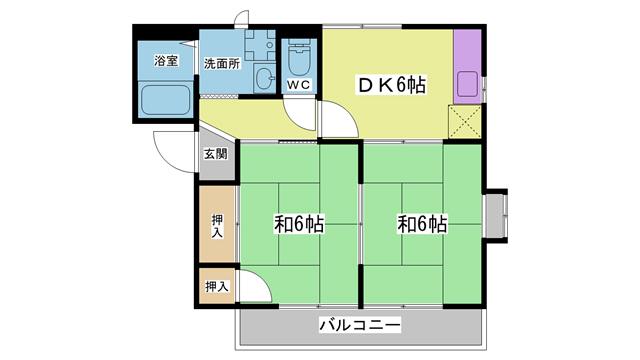フレグランス南五葉(2DK/2階)の間取り写真
