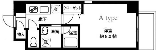 ローズメゾン(1K/2階)の間取り写真