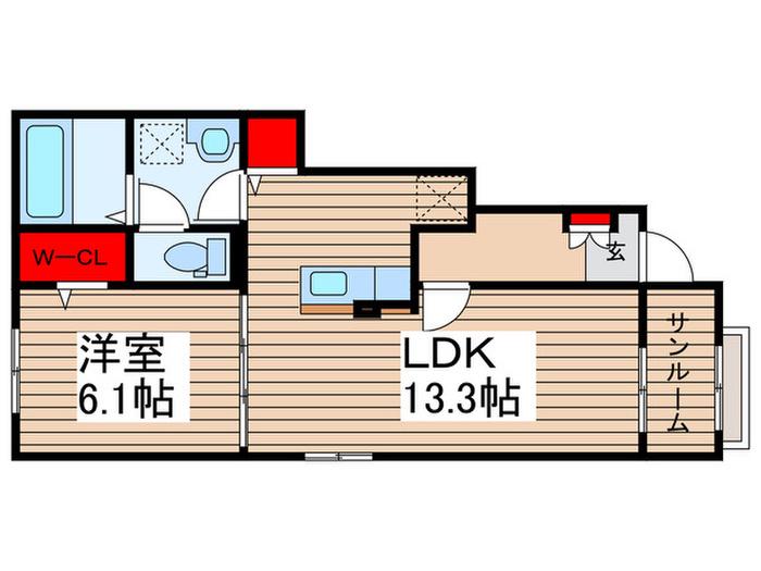 メゾン ドゥ シャトゥーII(1LDK/1階)の間取り写真