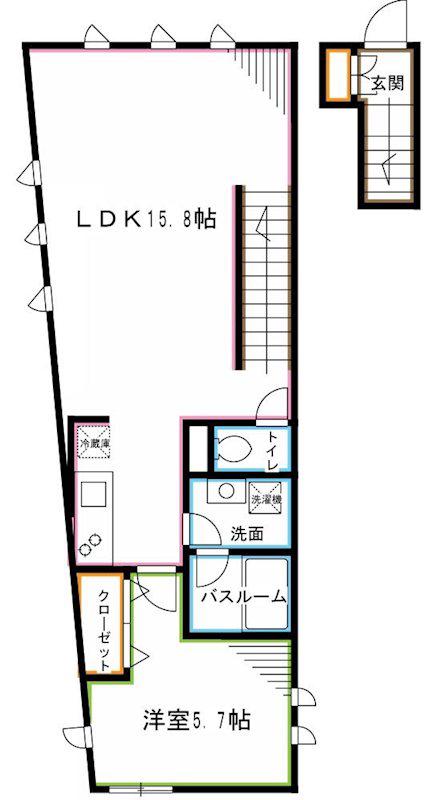 アリュイッテ西荻窪(1LDK/1階)の間取り写真