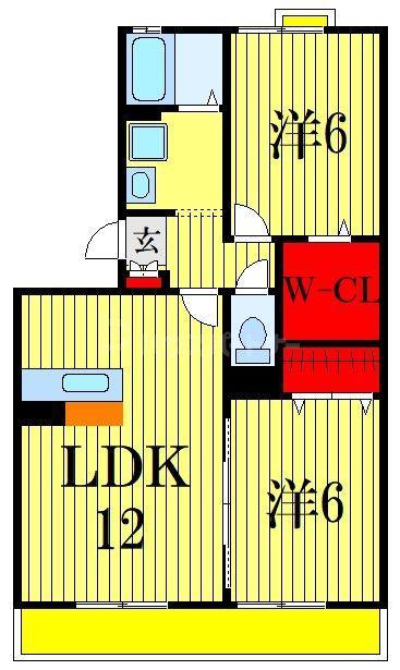 ヴェルドミール本八幡(2LDK/2階)の間取り写真