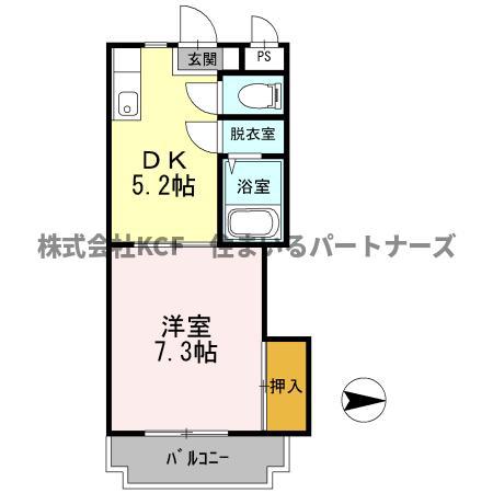 プライマリー花畑駅西(1DK/1階)の間取り写真