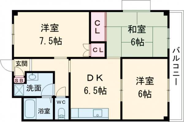 ヒルトップA(3DK/2階)の間取り写真