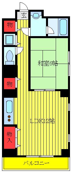 富士ビル(1LDK/5階)の間取り写真