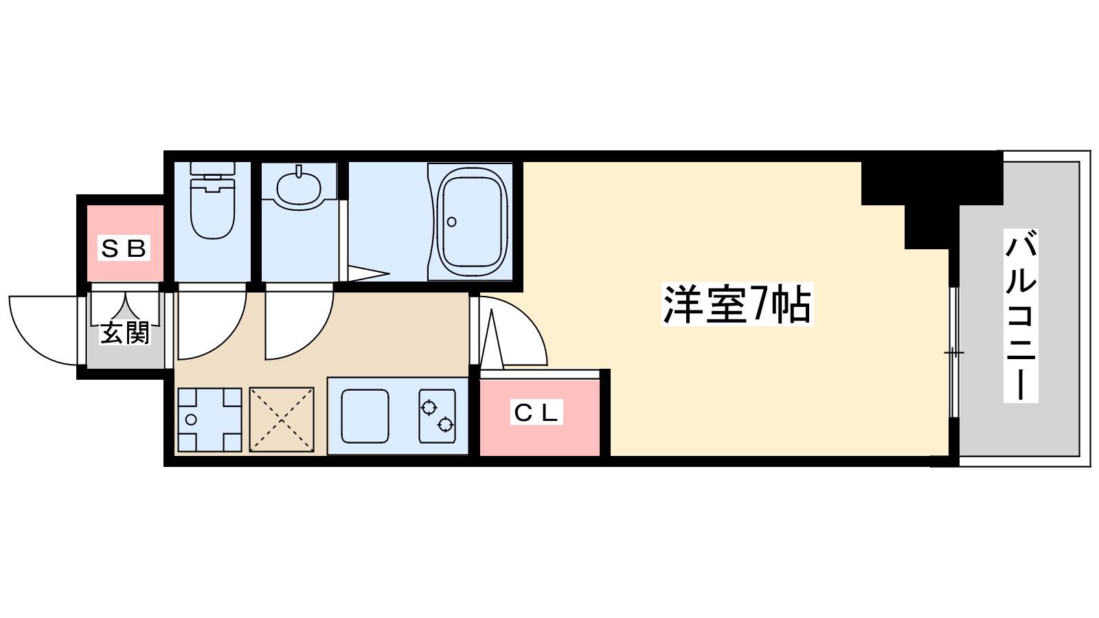 セレニテ谷町四丁目アリエ(1K/13階)の間取り写真