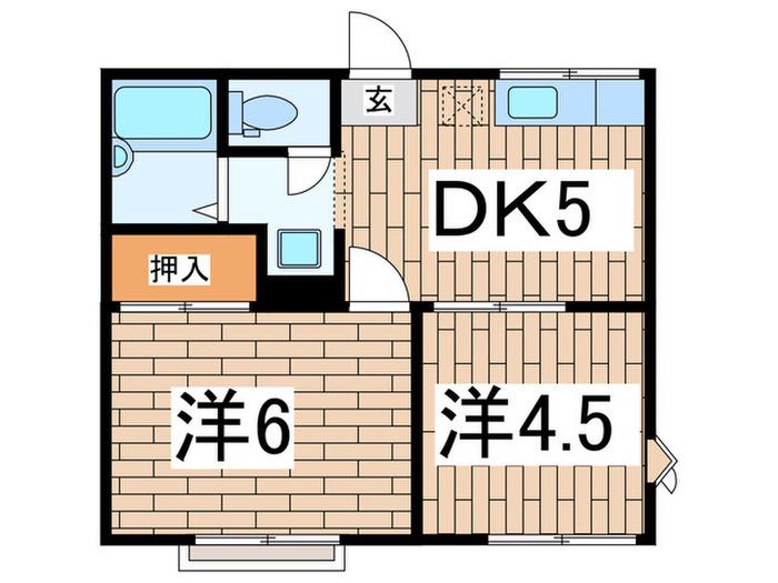 村松ハイツA(2DK/1階)の間取り写真