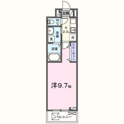 キャビン68(1K/2階)の間取り写真