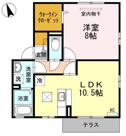 ヴィラシャルマンC・DC棟(1LDK/1階)の間取り写真