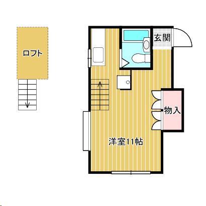 べに花ハイツ(ワンルーム/2階)の間取り写真