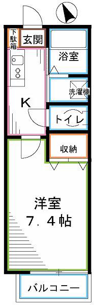 コルヌイエ(1K/1階)の間取り写真