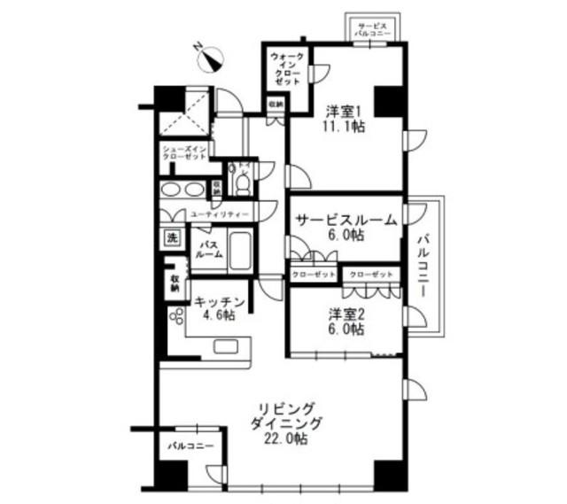 アーバンパーク代官山I・II(2LDK/3階)の間取り写真