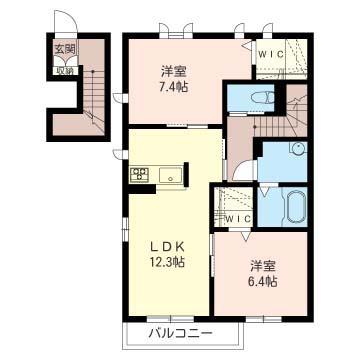 シャルマン(2LDK/2階)の間取り写真