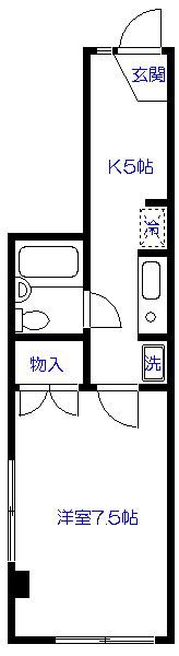 齋藤ビル(1K/1階)の間取り写真