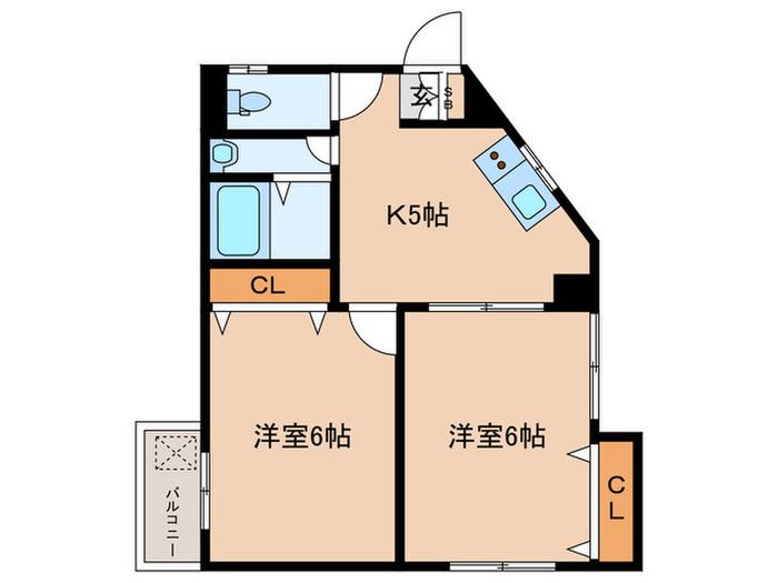 池尻マンション(2K/4階)の間取り写真