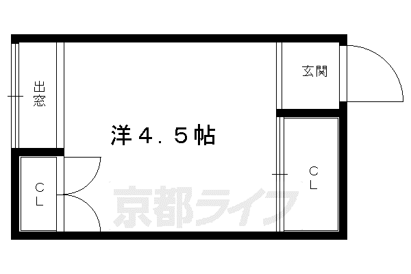 ハイツ京家(ワンルーム/2階)の間取り写真