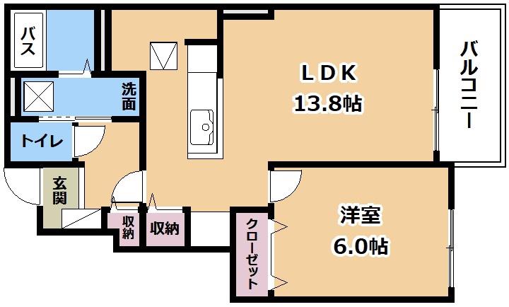 リクソーレVIII A(1LDK/1階)の間取り写真