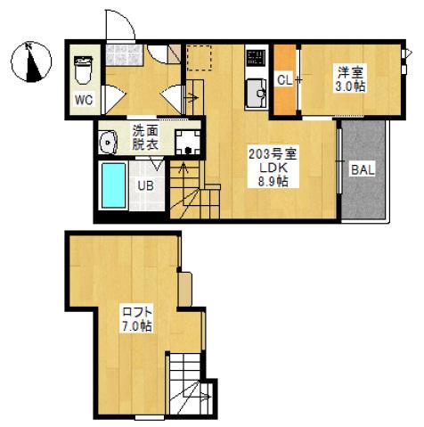 GRANDTIC 新保I(1LDK/2階)の間取り写真