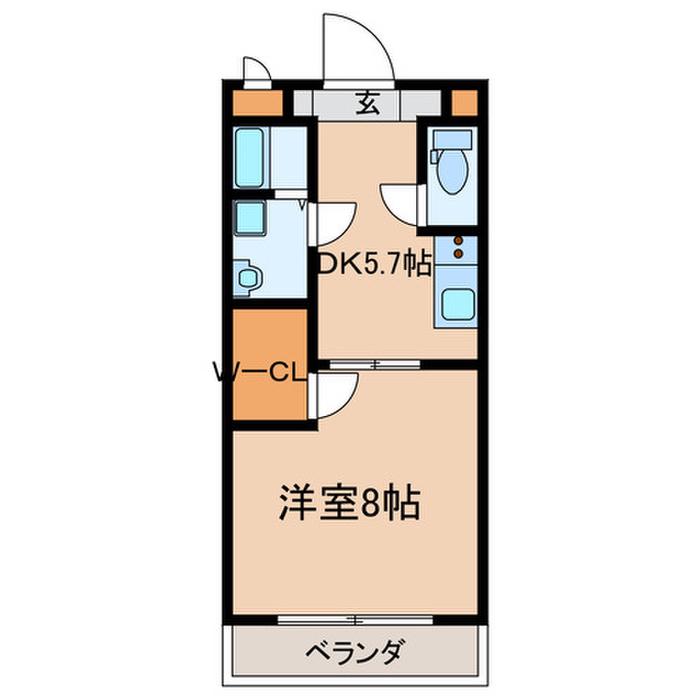 ルーチェクール花畑(1DK/2階)の間取り写真