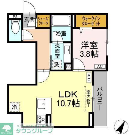 アリアリュクス(1LDK/3階)の間取り写真
