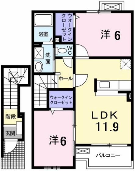 ガーデンハウスサニー(2LDK/2階)の間取り写真
