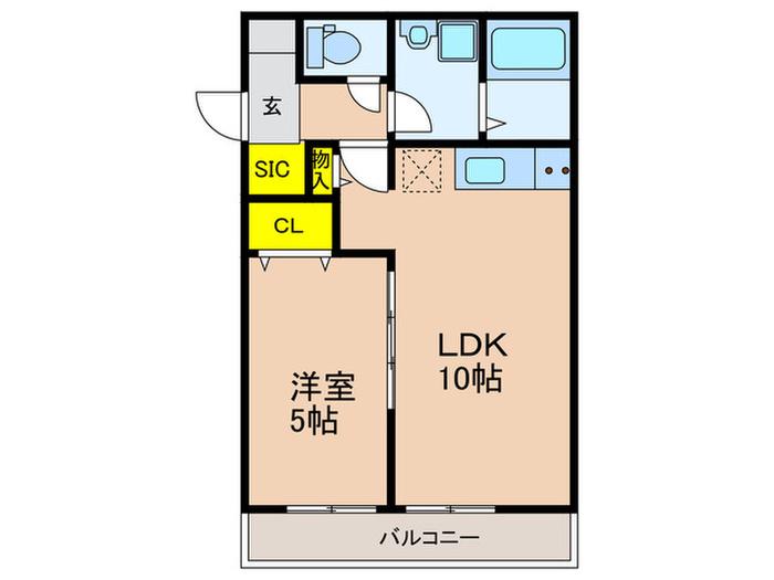 フィオーレ牧野(1LDK/2階)の間取り写真