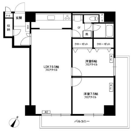 マンション島津山(2LDK/3階)の間取り写真
