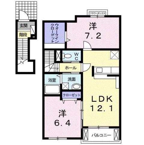 サニーヒル 久松台B(2LDK/2階)の間取り写真