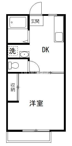 プレミール勝田台(1DK/2階)の間取り写真