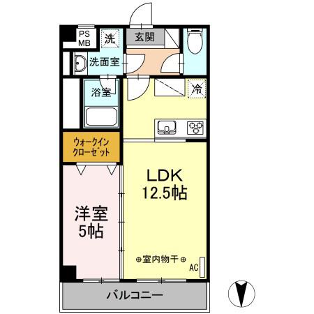 テラス ウエルネス(1LDK/3階)の間取り写真