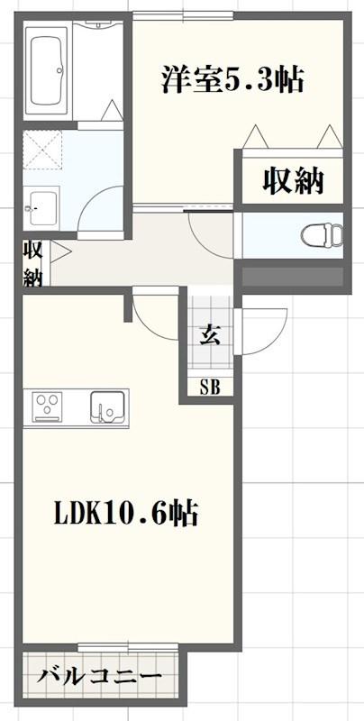 トリニティI(1LDK/2階)の間取り写真