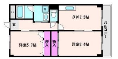 甲南タマタニマンション(2DK/3階)の間取り写真