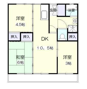 GREEN HILLS 大塚台 3号棟(3DK/6階)の間取り写真