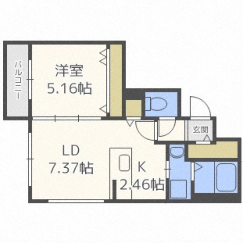 カーサ・スペラーレS7(1LDK/2階)の間取り写真